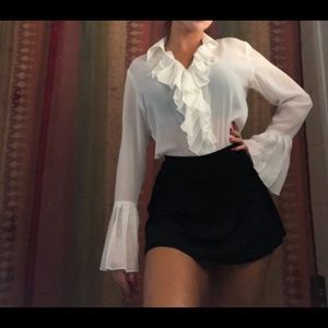 Sheer ruffle blouse vintage top